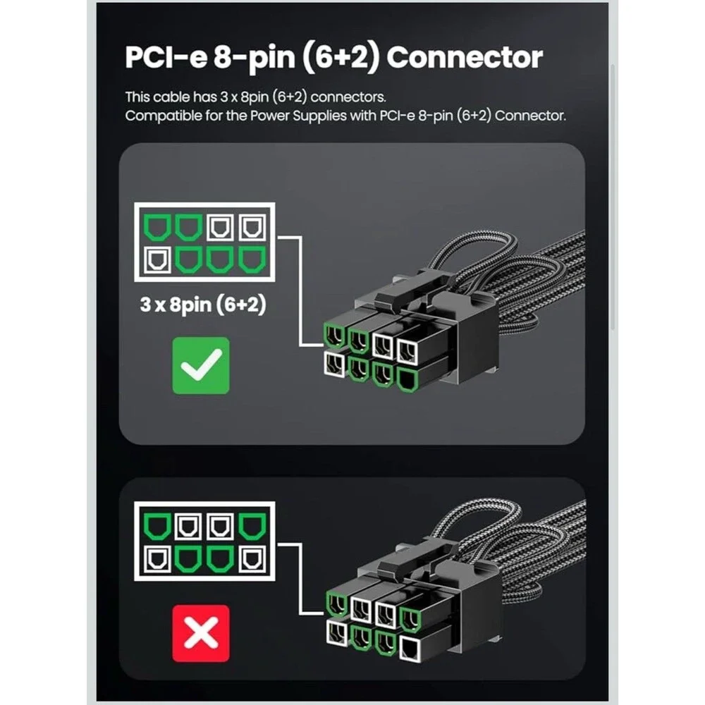 PCIe 5.0 Gpu Power Cable Sleeved 70cm | 16pin 12+4 12VHPWR Connector For RTX